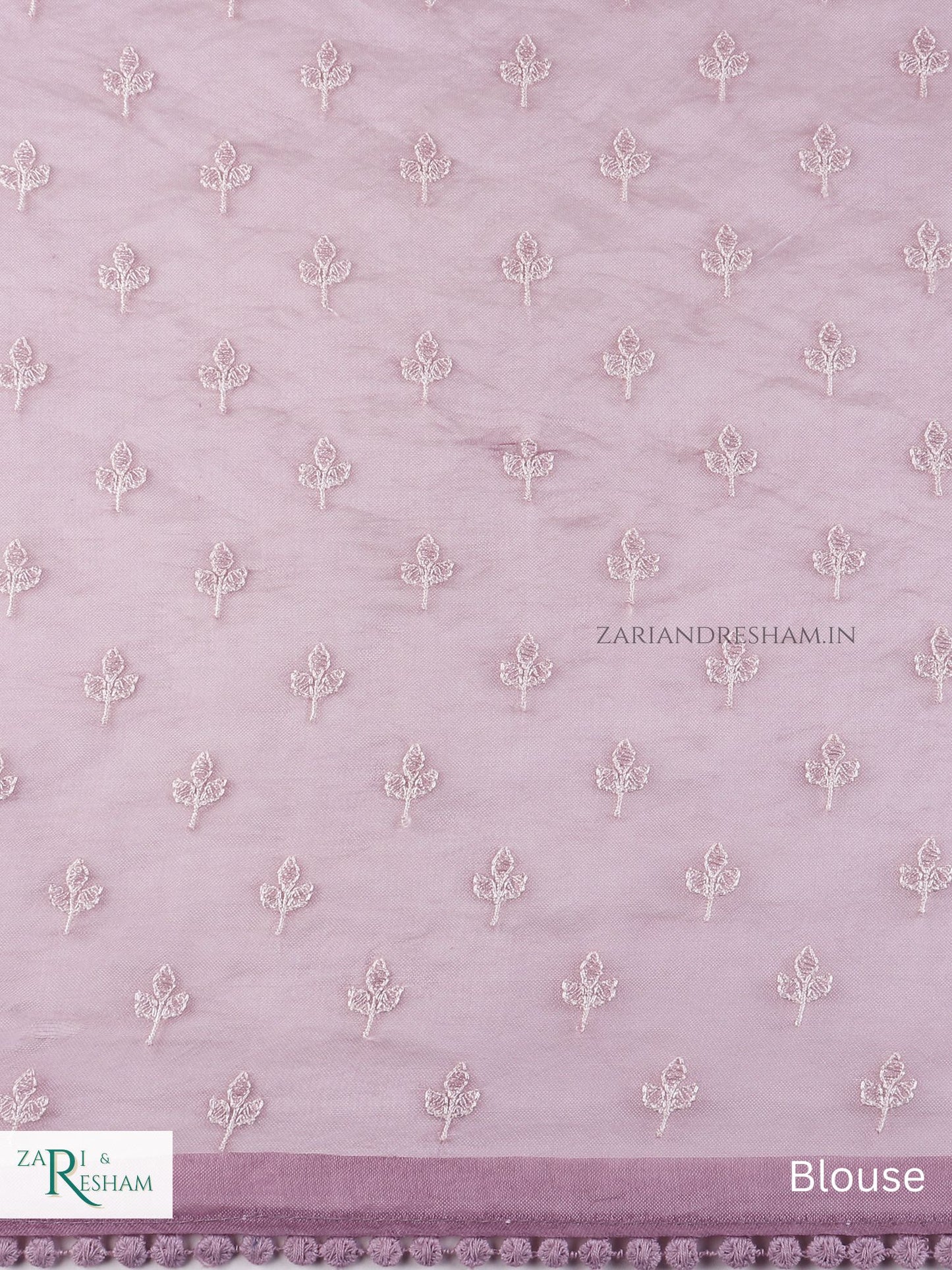 Pure Organza Silk Saree with Beautiful Chikankari Embroidery Work - Dusty Lavender