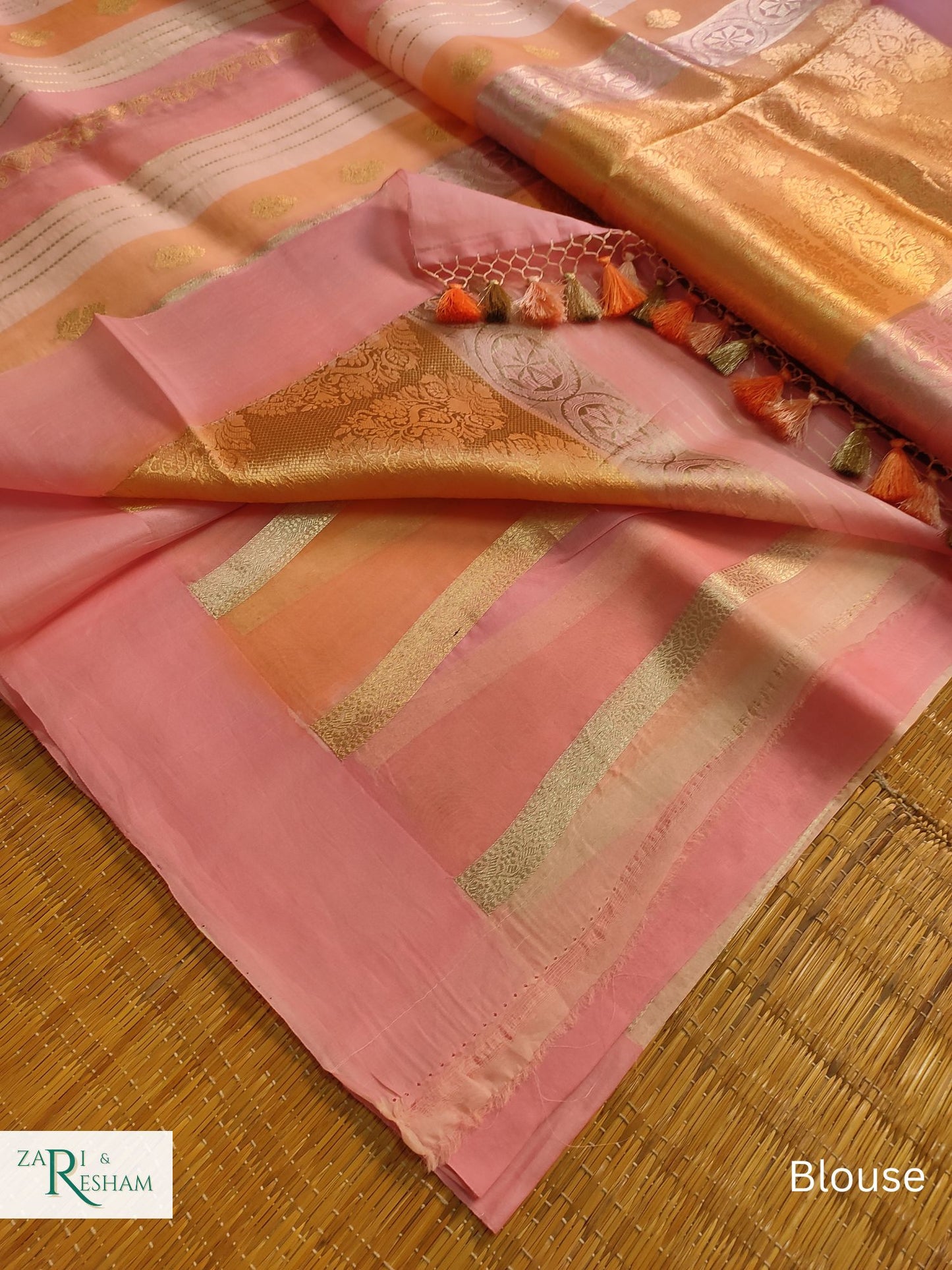 Pure Kora Handloom Kadhuwa Silk Saree with Satin Silk Border in Rangkat Dye - Pink