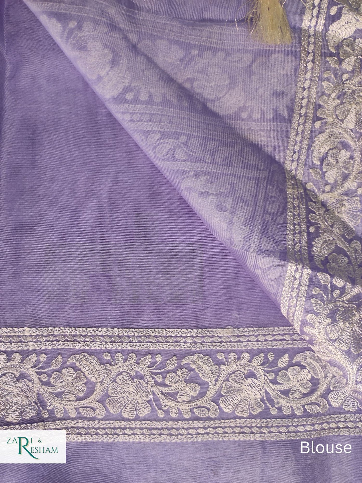 Pure Organza Silk Saree with Beautiful Chikankari Embroidery Work - Mouve